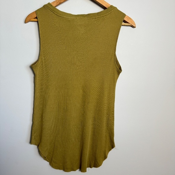 For The Republic Women's Brownish-Yellow Fine Ribbed Tank Top Size Medium Raw - Picture 4 of 9